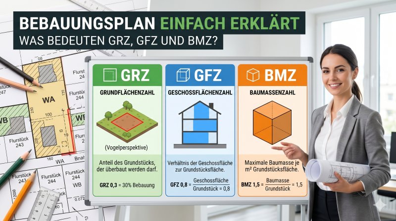 Bebauungsplan einfach erklärt: Was bedeuten GRZ, GFZ und BMZ?