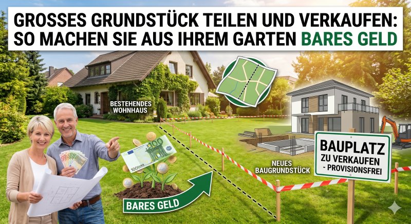 Großes Grundstück teilen und verkaufen: So machen Sie aus Ihrem Garten bares Geld